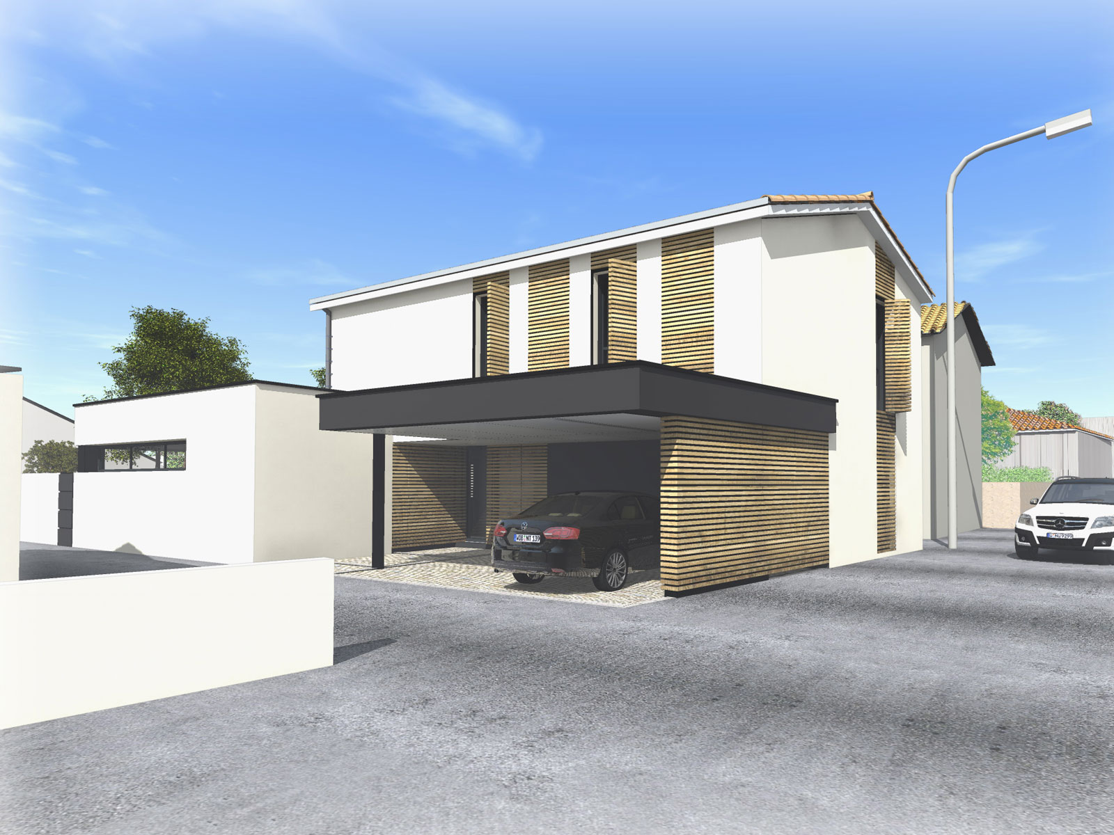 construction d'une maison de ville à Clisson architecte ATELIER 14 (CLISSON, CUGAND, GETIGNE, VALLET, MONIERE, VERTOU, HAUTE-GOULAINE, REZE)