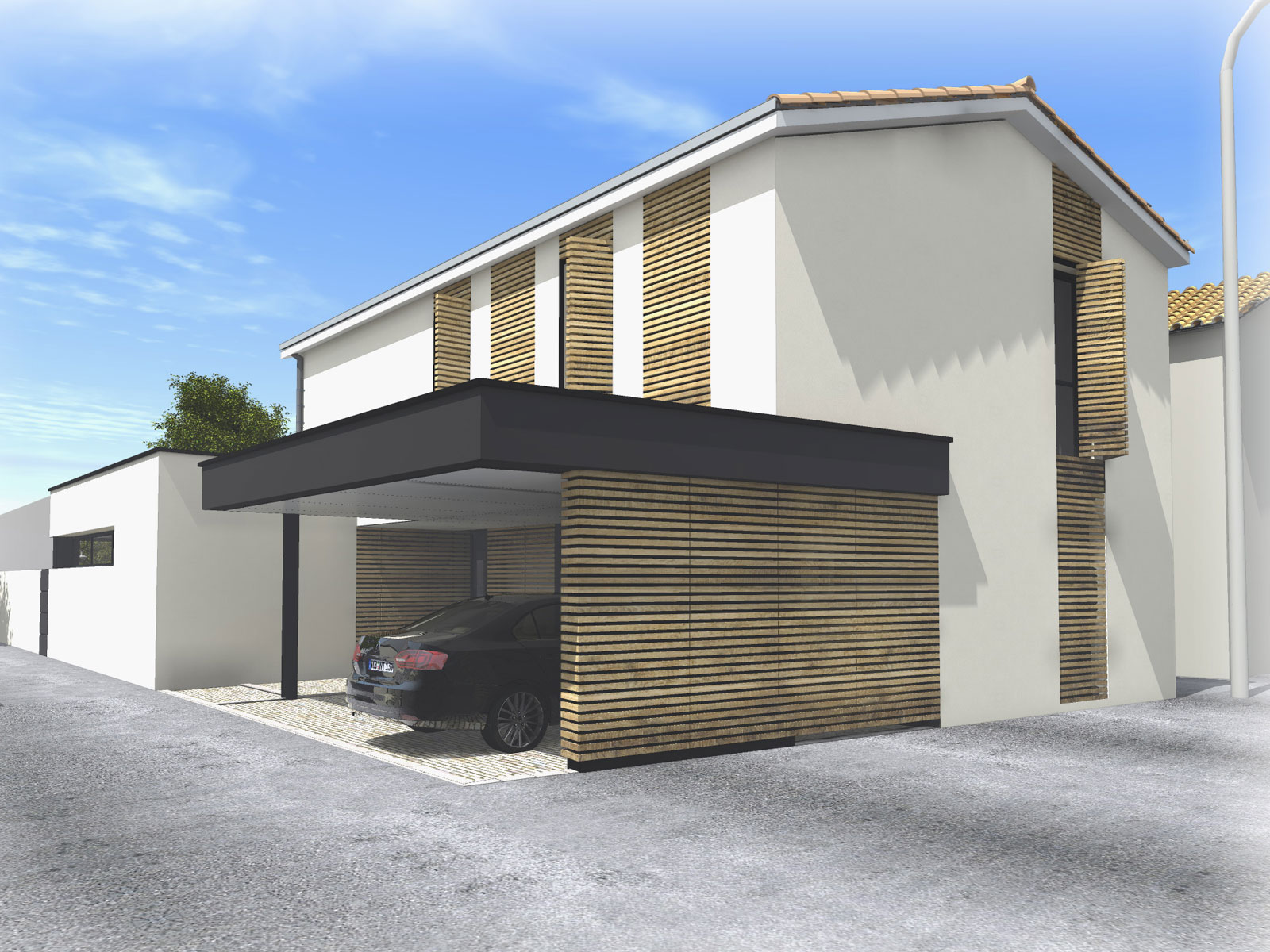 construction d'une maison de ville à Clisson architecte ATELIER 14 (CLISSON, CUGAND, GETIGNE, VALLET, MONIERE, VERTOU, HAUTE-GOULAINE, REZE)