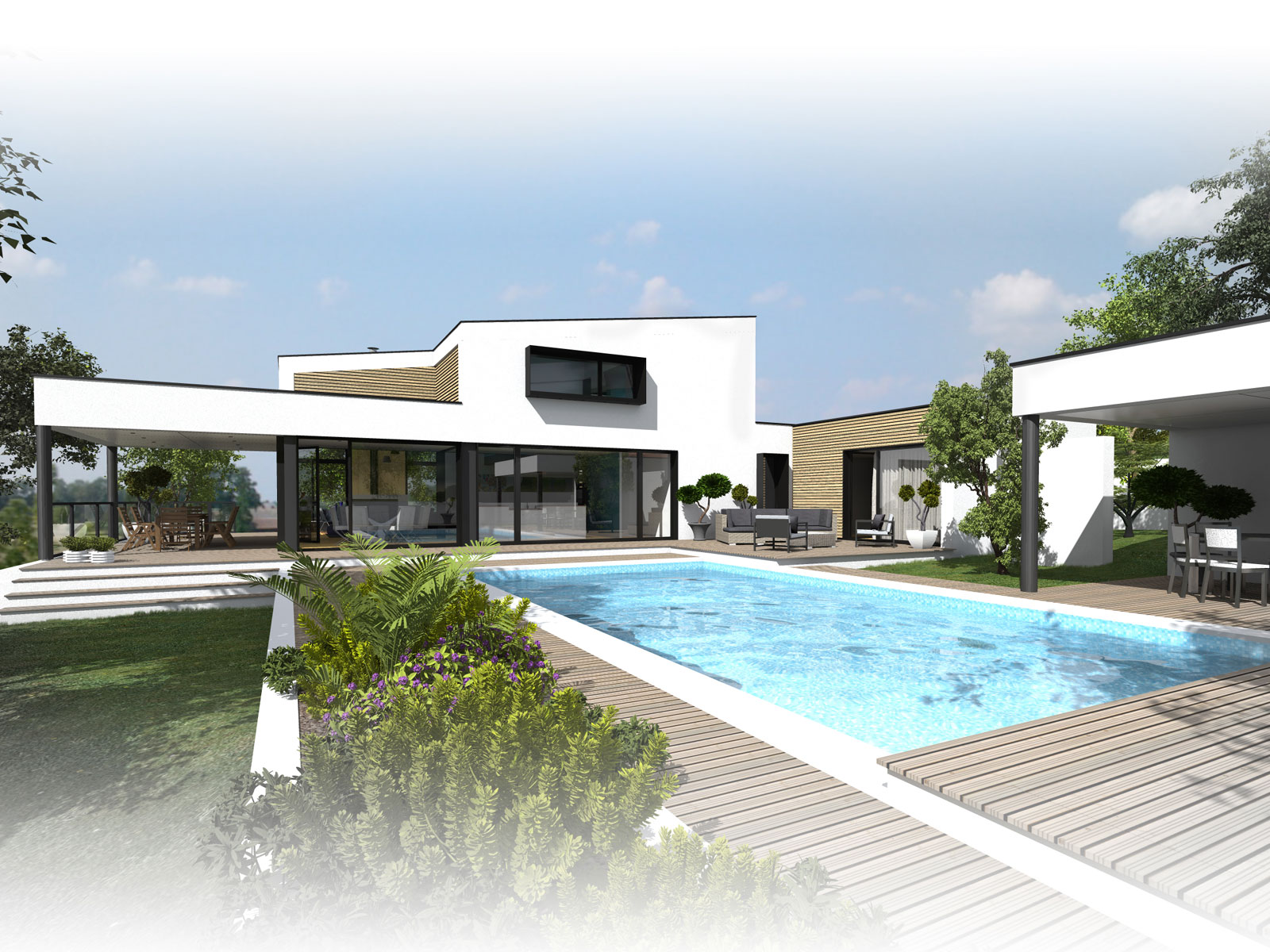 construction d'une maison avec piscine à Vertou  architecte ATELIER 14