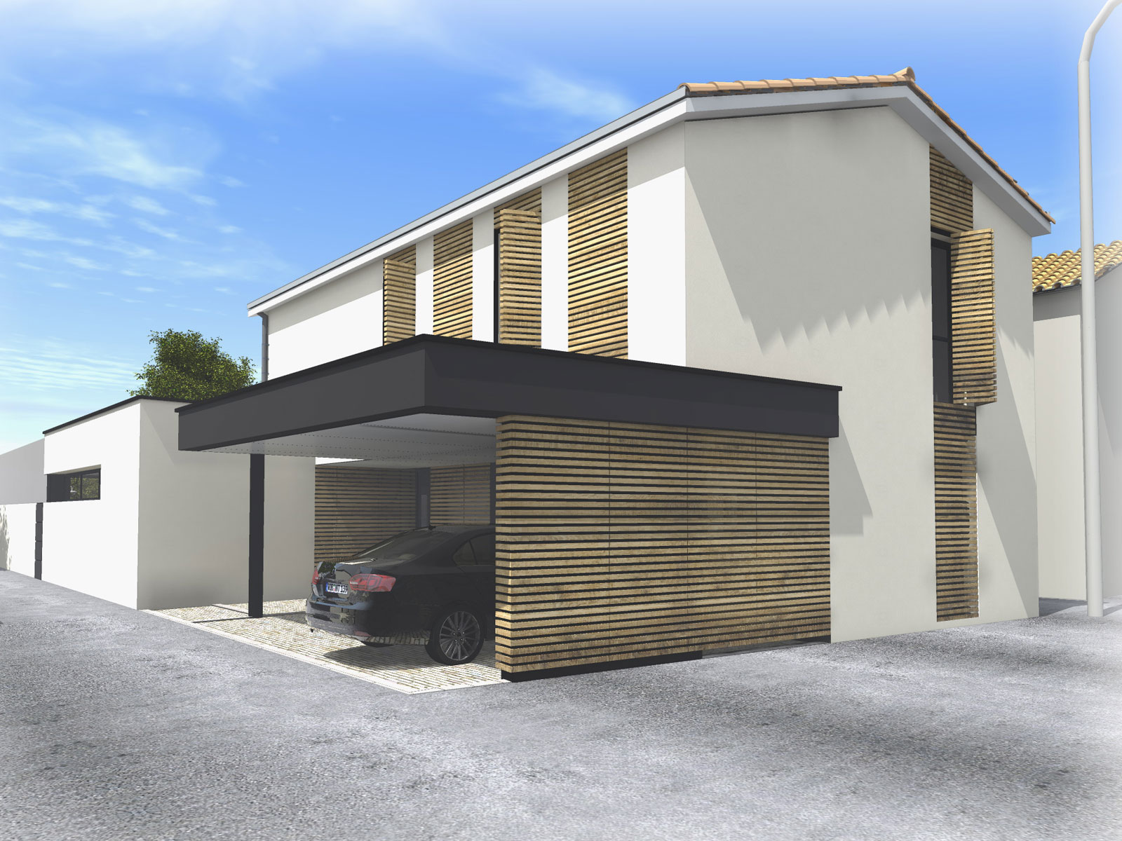 construction d'une maison de ville à Clisson architecte ATELIER 14 (CLISSON, CUGAND, GETIGNE, VALLET, MONIERE, VERTOU, HAUTE-GOULAINE, REZE)