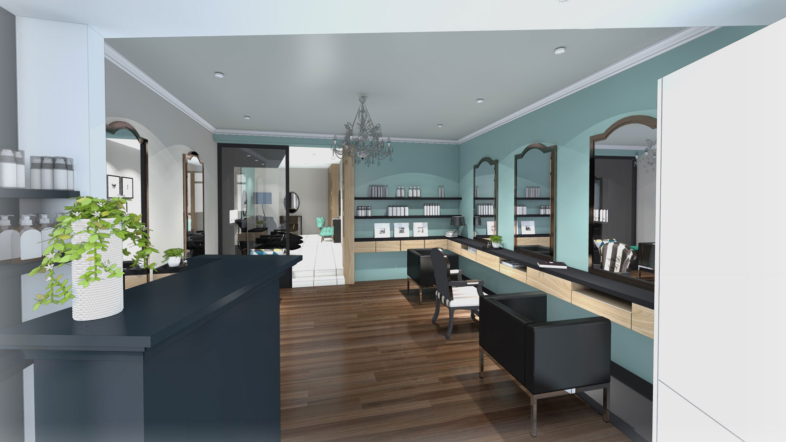 Aménagement salon de coiffure clisson boutique