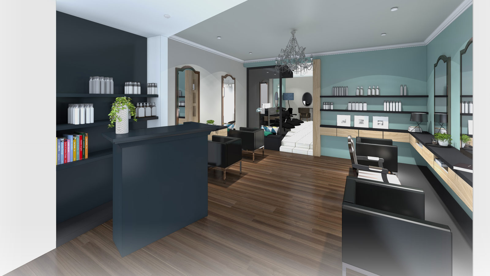 Aménagement salon de coiffure clisson boutique