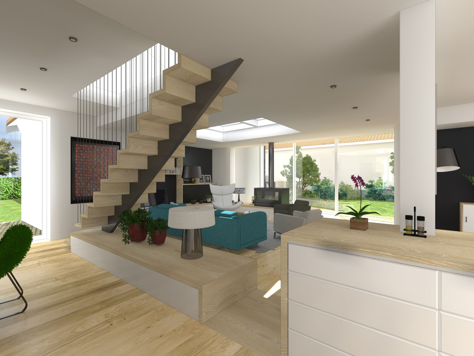 Extension d'une maison aménagement intérieur à gorges (44)