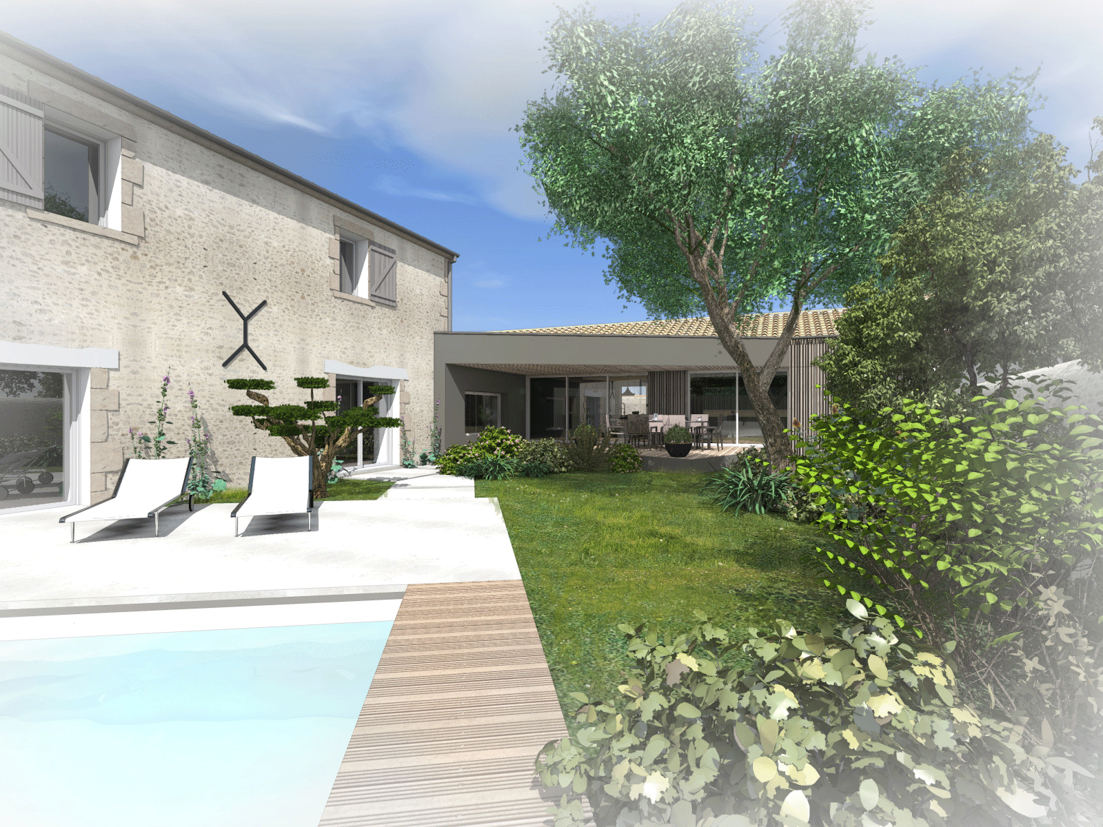 cuisine extension atelier 14 architecte les lucs vendee piscine